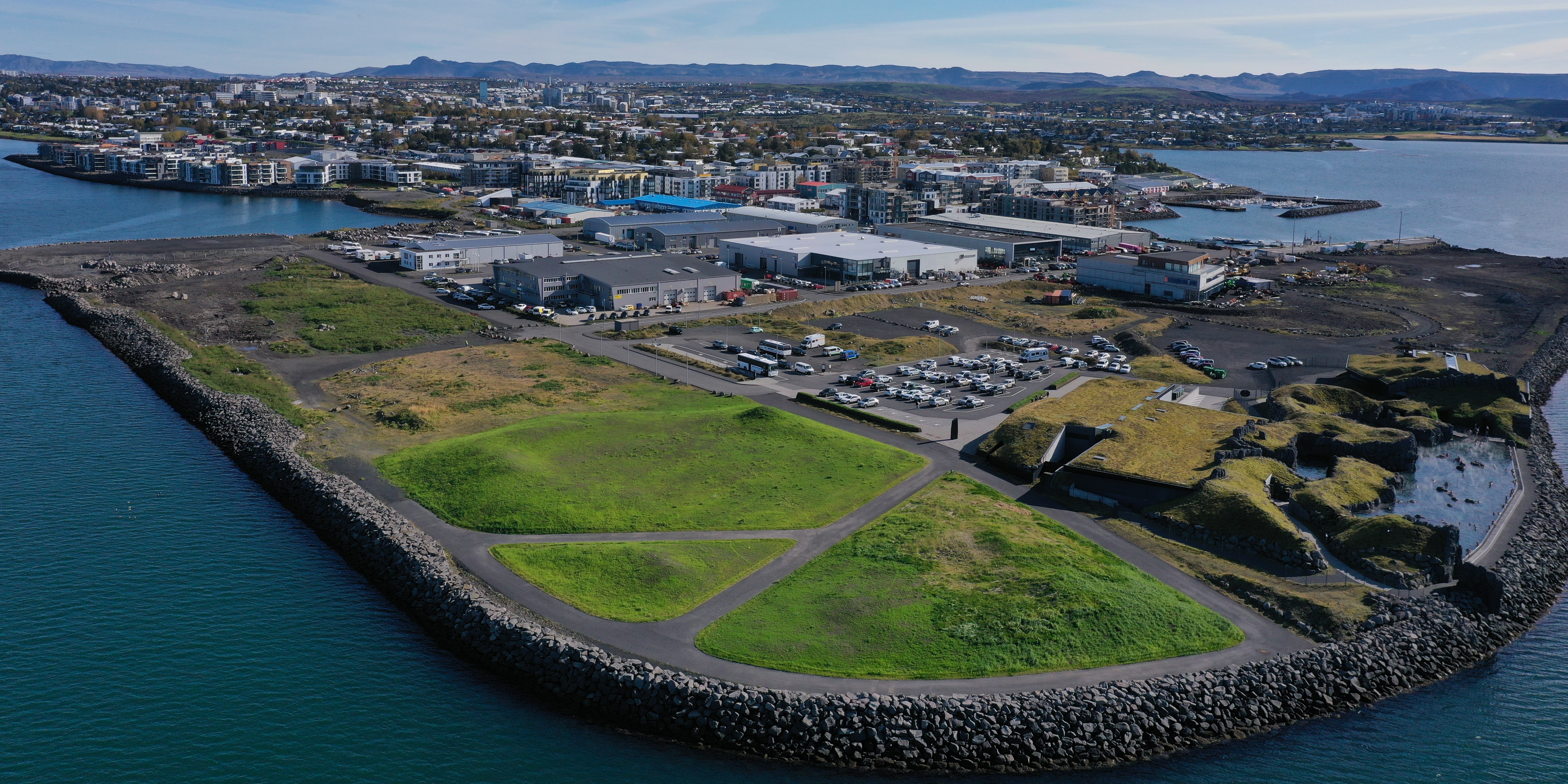 Aerial view of the Kársnes peninsula development site